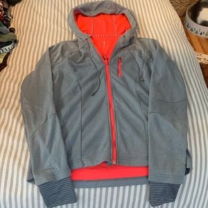 Mondetta gray/pink zip up dry-fit sweatshirt